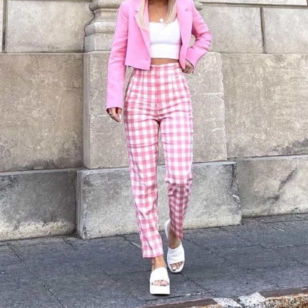 Zara Pink Checkered Pants